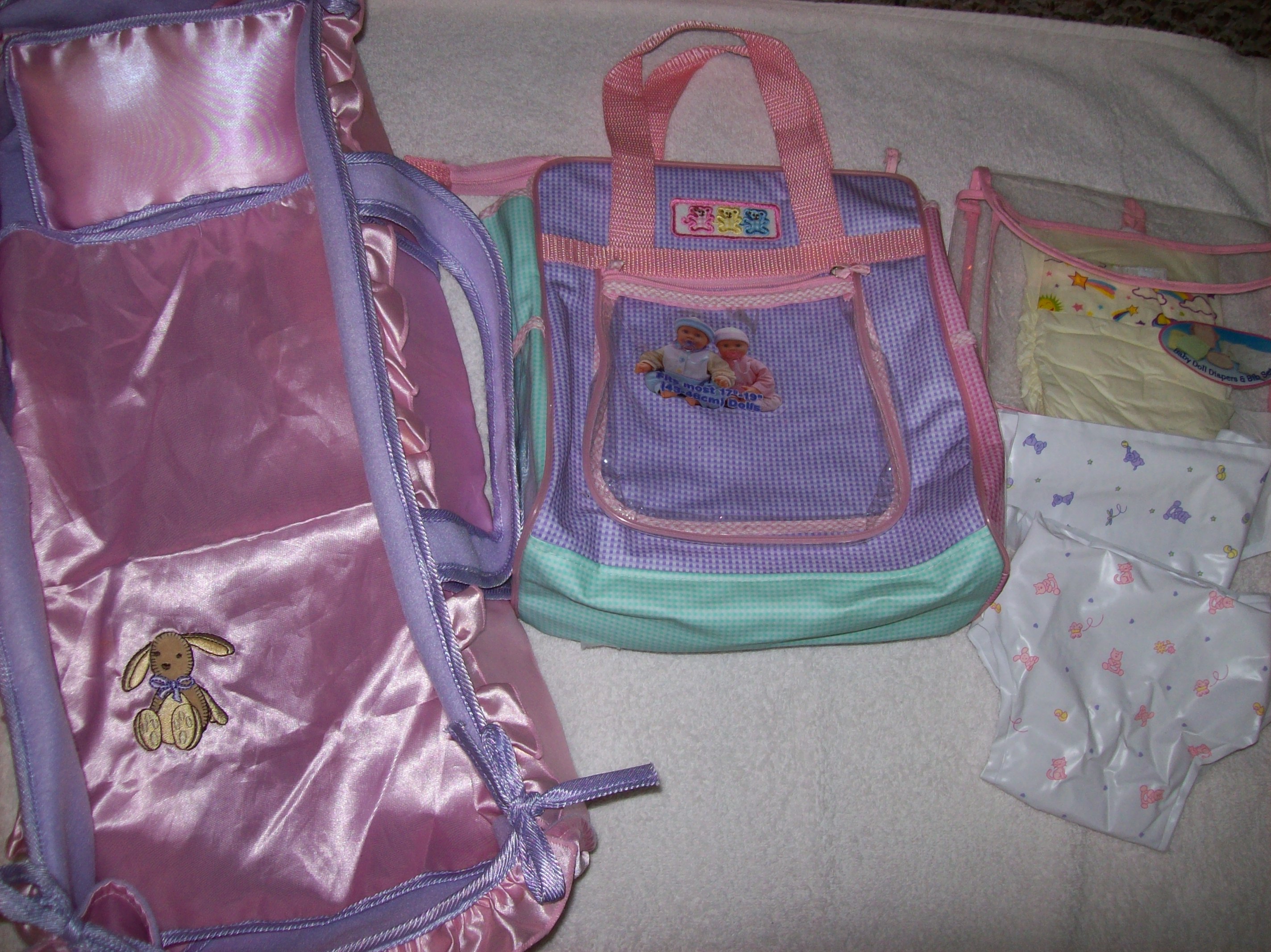 Doll Carrier and Diaper Bag Set with Doll Diapers! | Second Hand Santa. Brand New & Like New ...